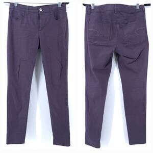 American Eagle 8R HiRise Deep Purple Stretch Jegging Metallic Sateen Tapered Leg